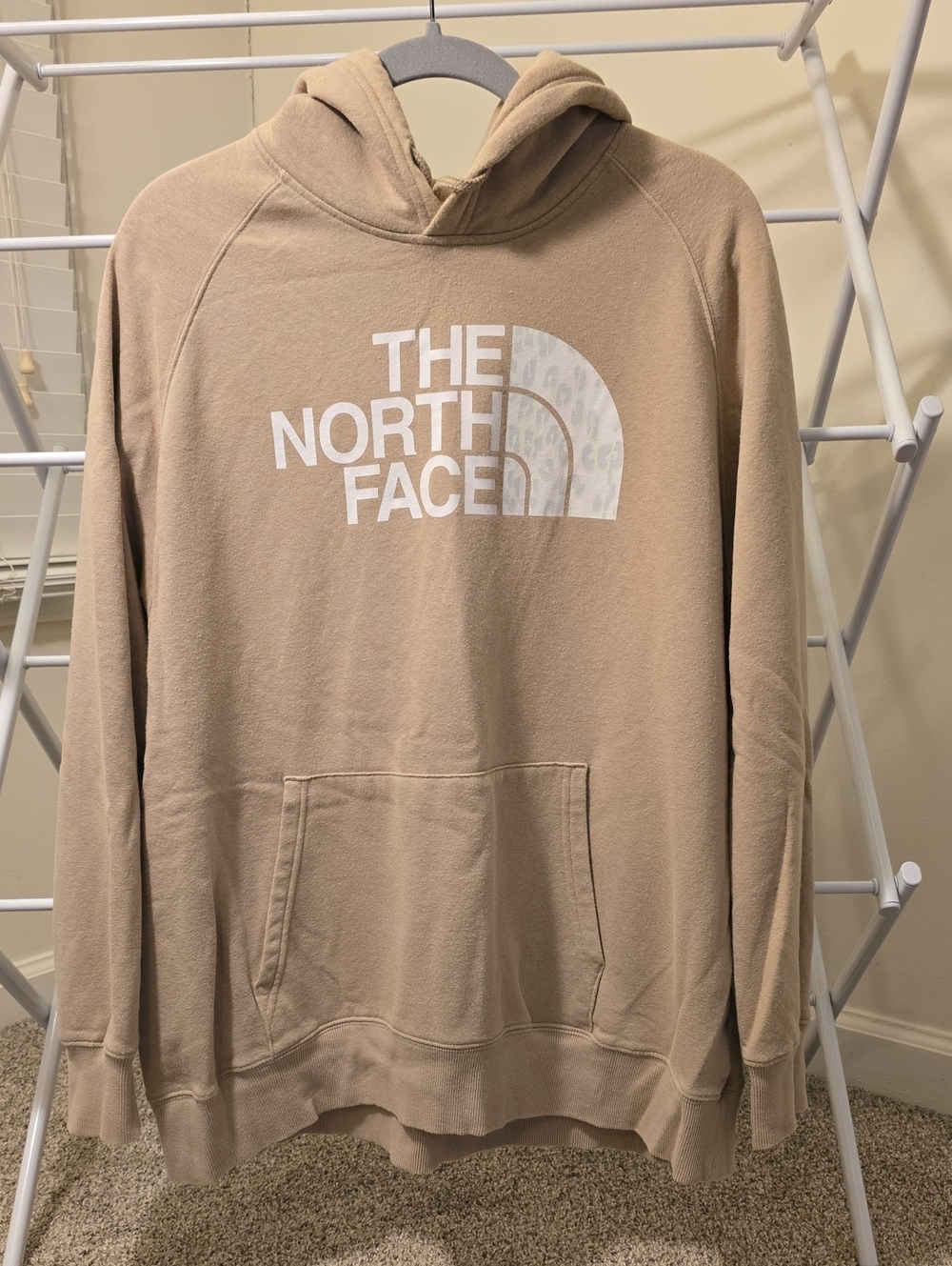 The North Face Beige Pullover Hoodie with White Logo